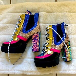 Never Worn Colorful sequence combat boots